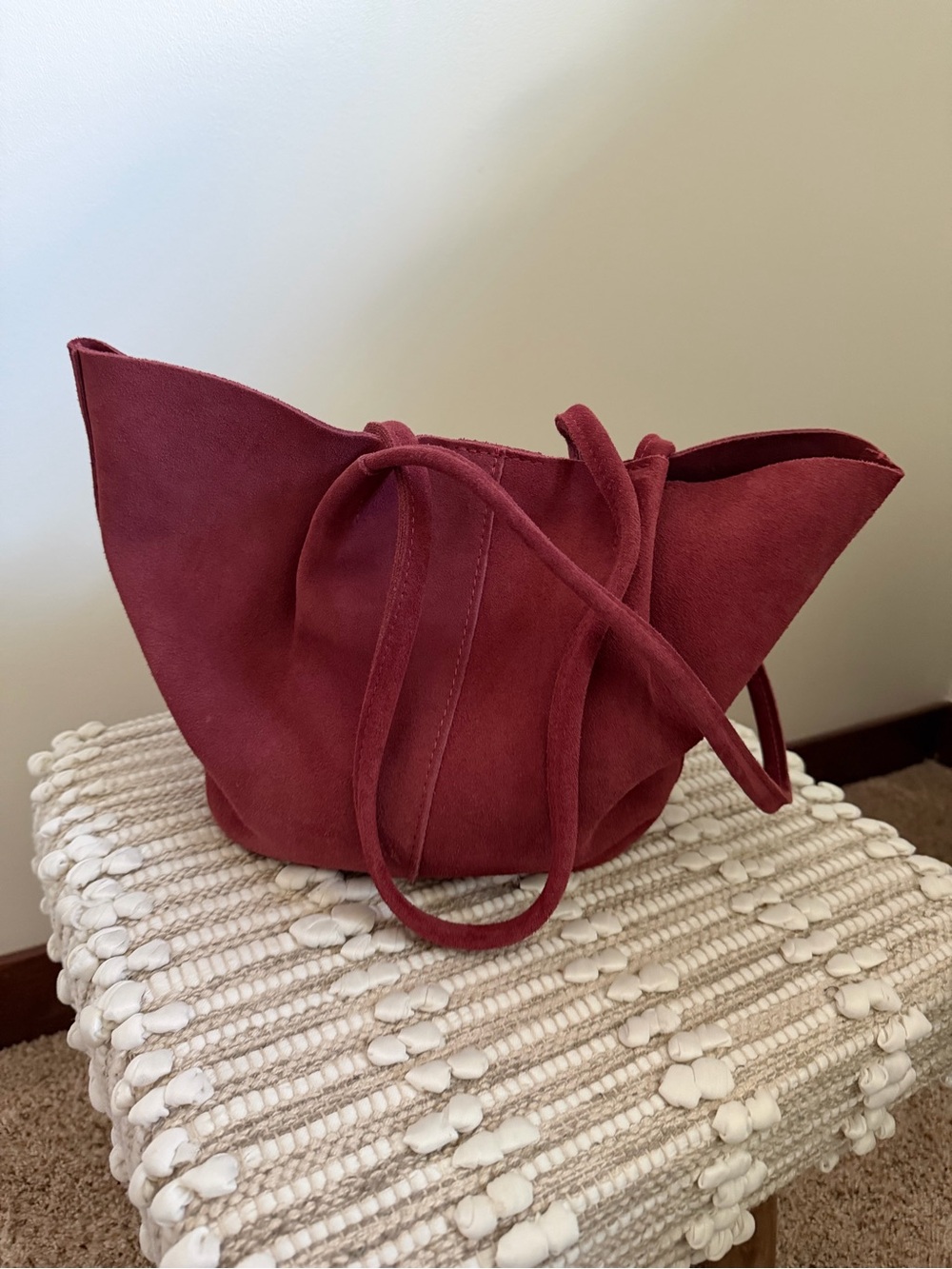 Portland Leather Suede Tote in Dusty Rose - Picture 2 of 4